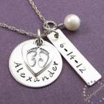 Mother Charm Necklace: Handstamped Mommy Baby Feet..