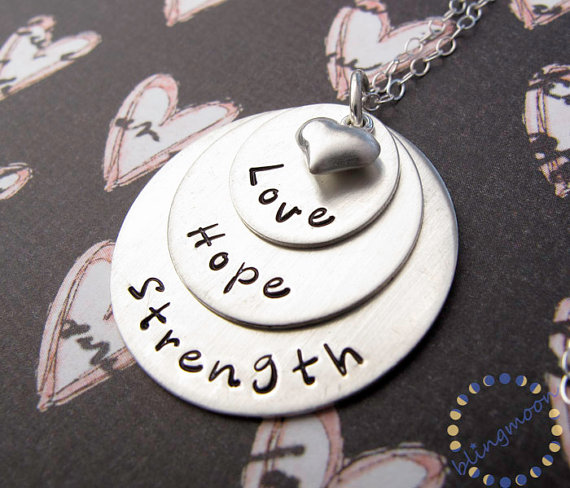 Personalized Jewelry: Three Discs - Three Names Love Hope Strength Inspiration